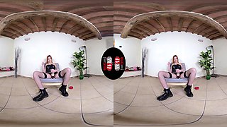 Luscious Miss Venere Shows You Her Fifteen-Inch Strap-On Dildo - Hot Redhead Domme In Latex Foot Fetish Vr
