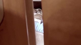 Stepdad Spies on Teen Stepdaughter Masturbating Intensely in Bedroom