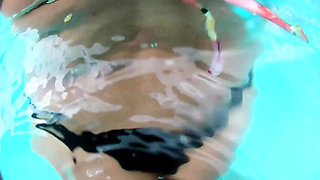 My Wife Public Threesome Outdoor Sex with Big Booty Latina in Pool