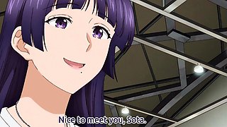 Tiny guy overwhelmed by tall athletic anime giantess babes