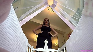 Slutty amateur blonde smoking and jerking dick