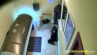 Czech Solarium 56: Busty MILF Returns for Another Strip Show