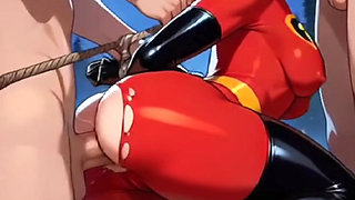 Hentai anime - Amazing stepmom can with two cocks inside her