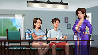 stepsister against stepmom fucking tenant all day in the house PART 2 - summertime saga