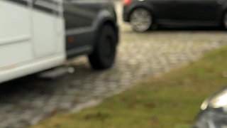 Parking Lot Handjob Next to Stranger and Bus Cum Finish