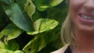 Hot Blonde Neighbor Fingers Herself Outdoors Then Dildo Fucks Indoors