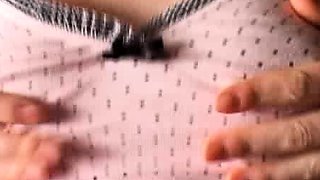 Close up with teen blonde sex doll rubbing her cunt