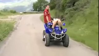 Extreme sex on a moving quad bike and rock climbing
