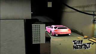 Kinky short haired busty bitch gets her twat licked in the garage