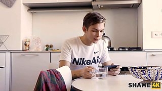 Shame4k. dream porn in the bathroom with older and glorious blond and a guy