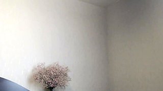 Non stop blonde with big boobs cock jerks off on the bed