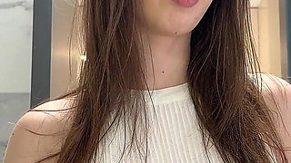 Hottest Brunette Babe Beautiful Girl in the Bathroom Loves to Show off Her Pussy and Cute Butt Under Miniskirt