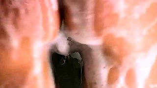 Close up POV of babe sucking cock