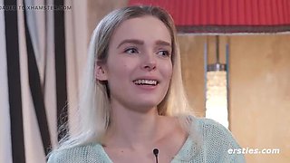 German Amateur Sandy S Solo Masturbation with Dildo and Pierced Nipples HD