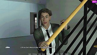 My stepbrother's wife Jennifer plays with herself while watching porn and kisses John