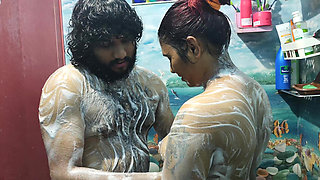 Bath Romance with Hand Job and Lip Lock