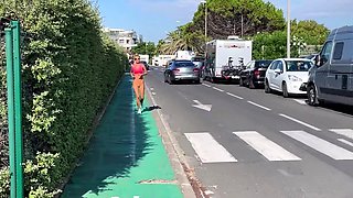 Morning Run Of Monika Fox Without Panties Through The