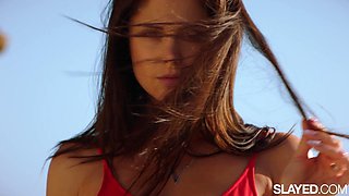 Hot babes can't resist each other and eat each other out by the pool