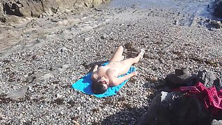 Exhibitionist Flashes His Dick for a Nudist MILF. She Sucked on the Beach