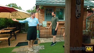 Daddy4k. risky outdoor bang with bf's daddy