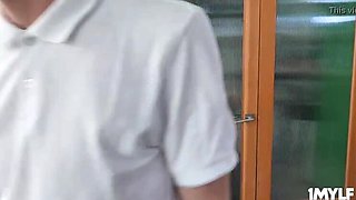 Sexy MILF Kylie Kingston sucks and fucks young stud Rion King's big cock deep