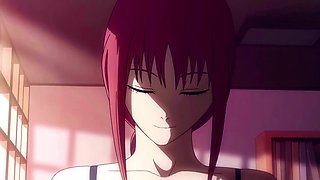 Uncensored Hentai: Beautiful Buxom Redhead Makima (Chainsaw Man) Fucks Her Colleague In the Office