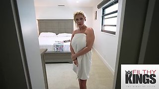 Caught In Blonde Milfs Closet She Decides To Suck My Dick