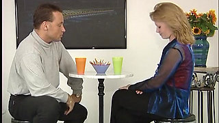 Sexy blonde sucks a monster cock then shoves it into her shaved pussy