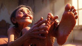 Granny Foot Oil Session - Feeling Intense Pleasure & Craving Tongue