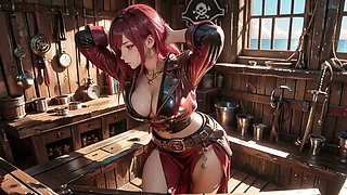 Redhead Pirate Queen! Taboo Feast in the Vintage Ship