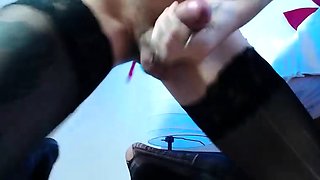 Shemale tranny enjoying solo masturbation