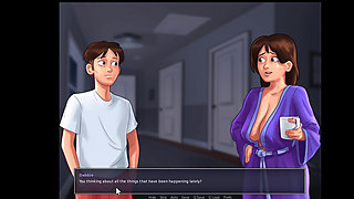 Summertime Saga, she gave him a handjob in the shower and cleaned him up.