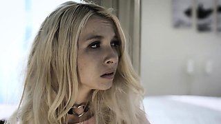 Pretty blonde daughter punished by an angry stepdad