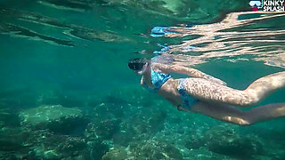 Underwater Beach Flasher - Bikini, Long Fins & Naughty Ocean Tease