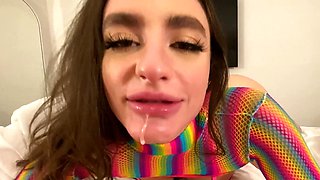 Mia Taylor strokes big dick with her sexy feet before fucking