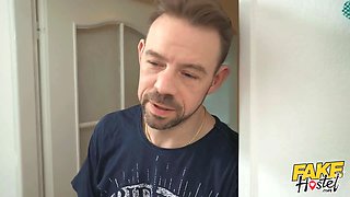 Faux hostel - labia and blowjob creampies for 18 year college teen in her very first mmf threesome
