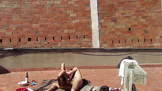 Amateur Couple Fucking on the Terrace, Outside Sex