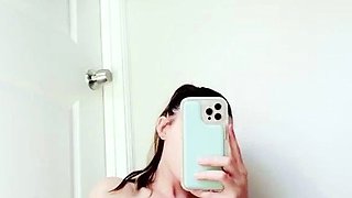 Erotic solo masturbation with teen brunette