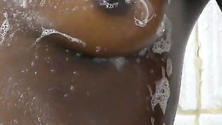 Ebony teen maid creampied in doggy style in the shower