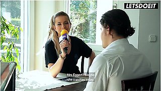 Blonde German Milf Interviews Him At The Table... Then She Starts Begging For His Cock - Sexy Susi