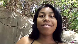 Cute 18yr teen Ebony Teenage Dolce Pickup for Interracial Casting