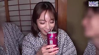 Uni Shiokawa Elegant Wife Swallows Cum in Mouth - Submissive Asian Blowjob Under Open Sky