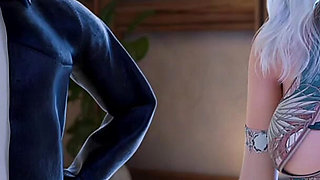 White Hair Girl Want Relax Her Hot Body