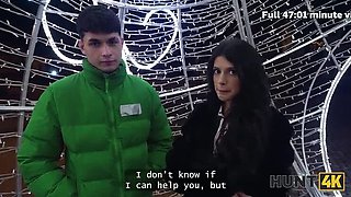 Hot Brunette Fucks Stranger on Christmas Eve - POV Hardcore Sex