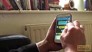 Subslut Montse Swinger gags on knob before rough rectal nail