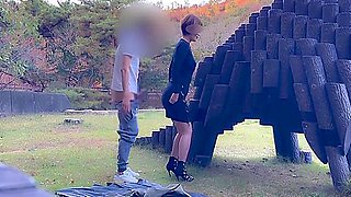 Beautiful Asian Milf In Black Dress Has Oral Sex At The Park With A Horny Guy