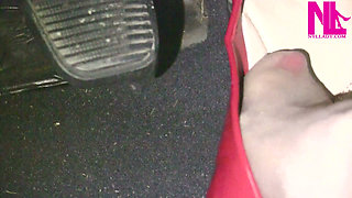 Light and Slow Pedal Pumping in Red Patent Flats and Red Trousers