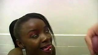 Cute amateur black girl cocksucking