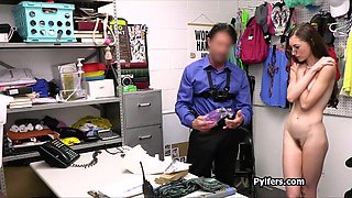 Alien dildo stealing babe gets caught