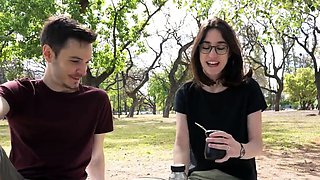 Cute Teen Couple's Public Blowjob at the Park